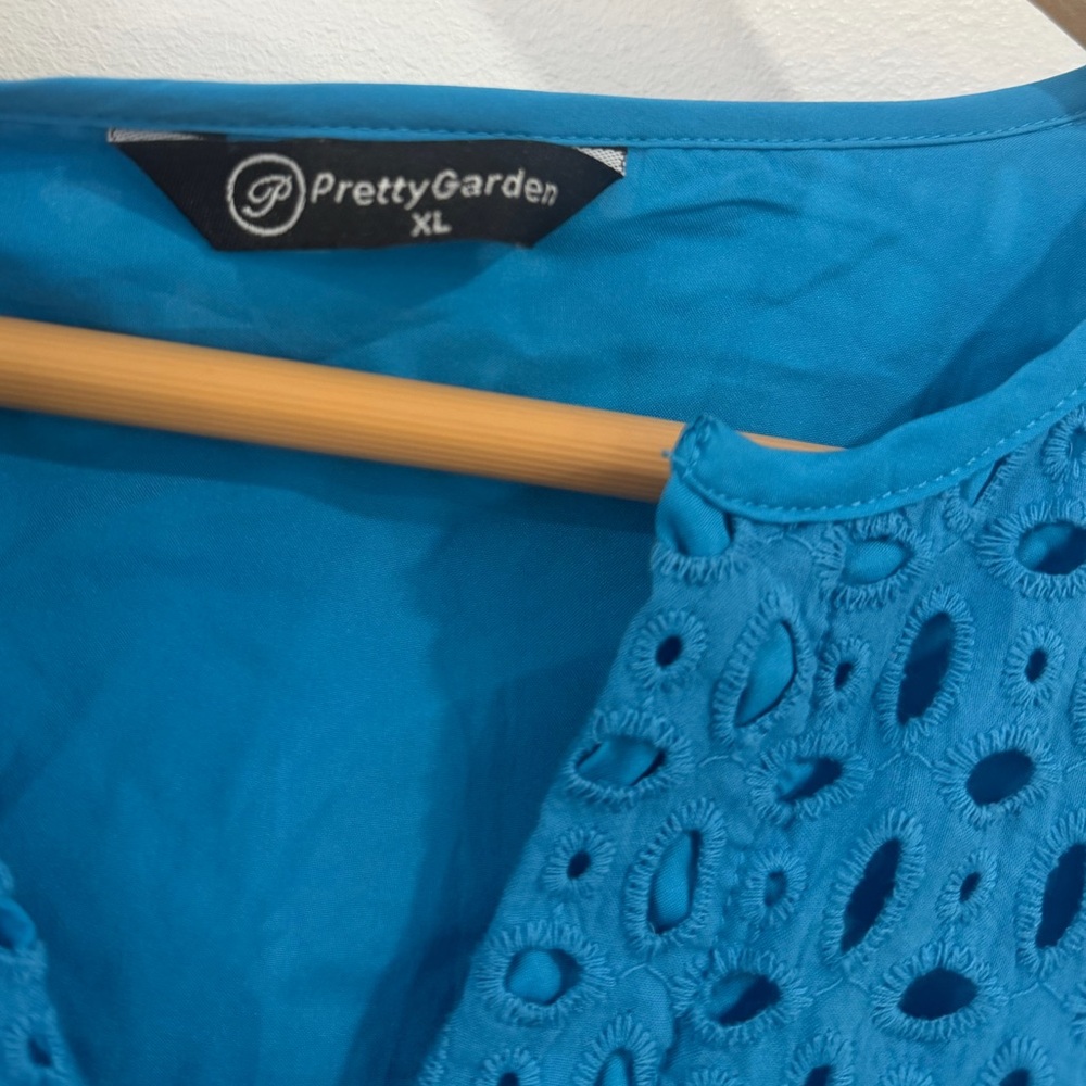 PrettyGarden Blue Eyelet Maxi Dress XL - Picture 8 of 13